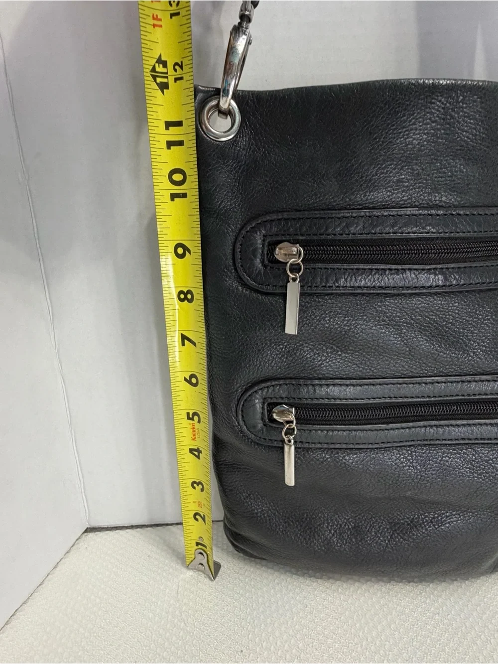 Y2K margot Black Genuine Leather Label Accent